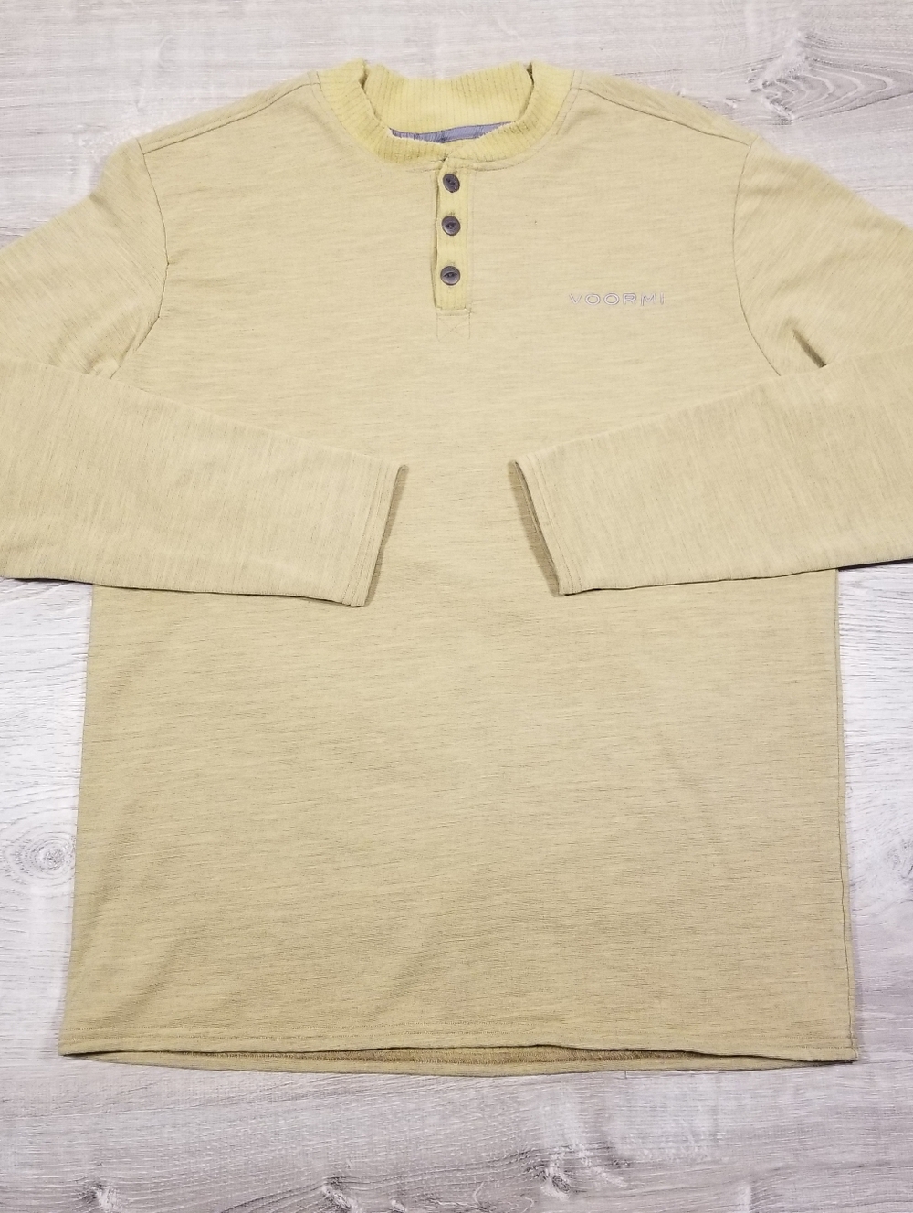 Voormi Mens Wool Blend 1/4 Button Henley Sweater Size XL Brown/Tan Outdoor